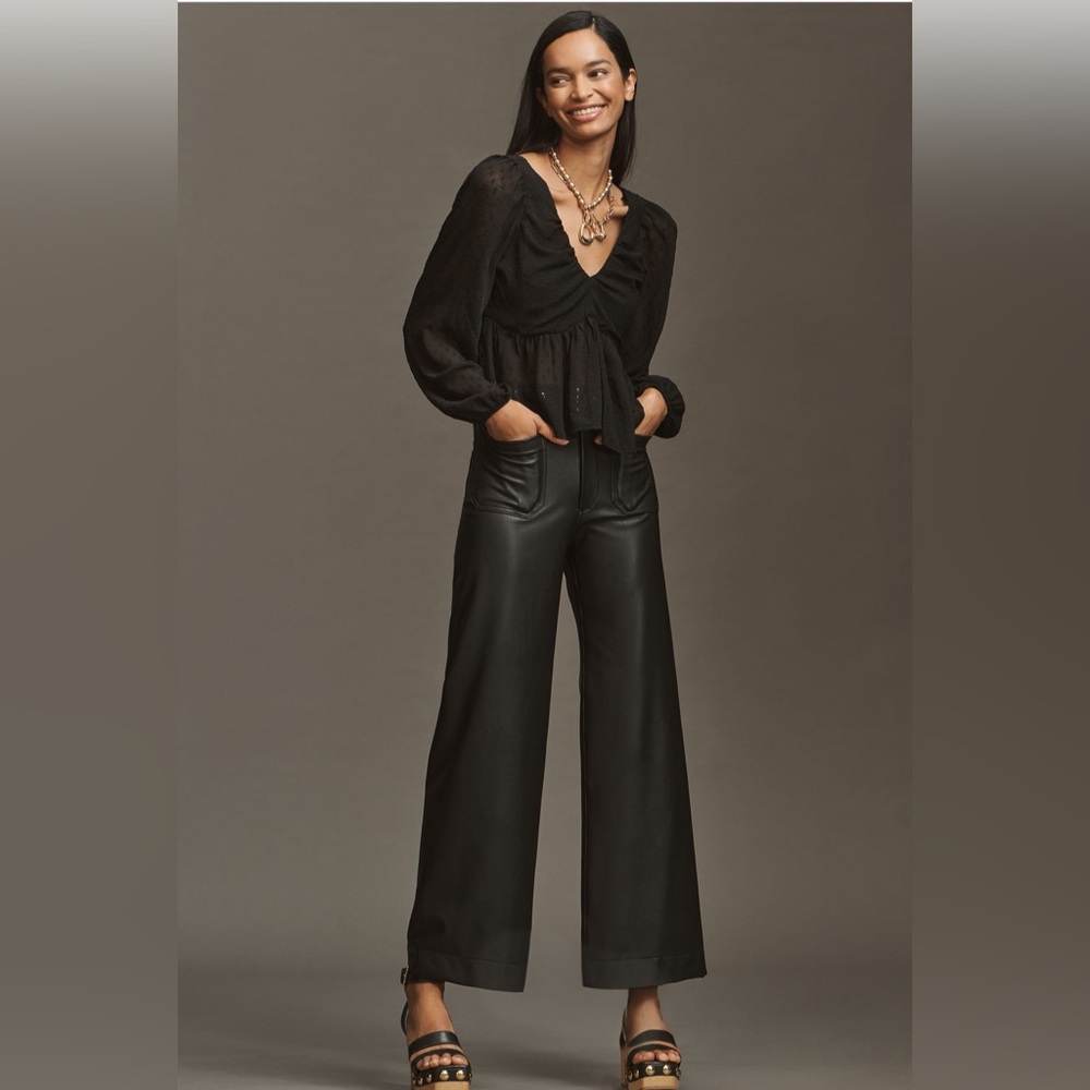 By Anthropologie Peplum Blouse in Black